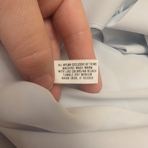 VINTAGE Shadow Line robe, light blue, nylon, rose details, size Large - Picture 12 of 13